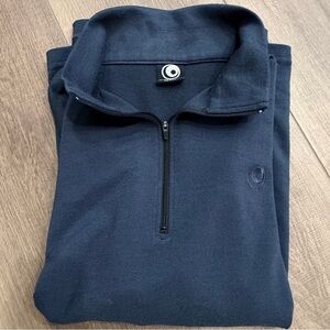 Glowing Sky Merino Wool Men Xl  Mock Neck Pullover 1/4 Zip Dark Sweater Preppy